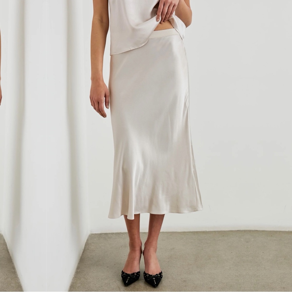 Rails Cream Satin Midi Skirt